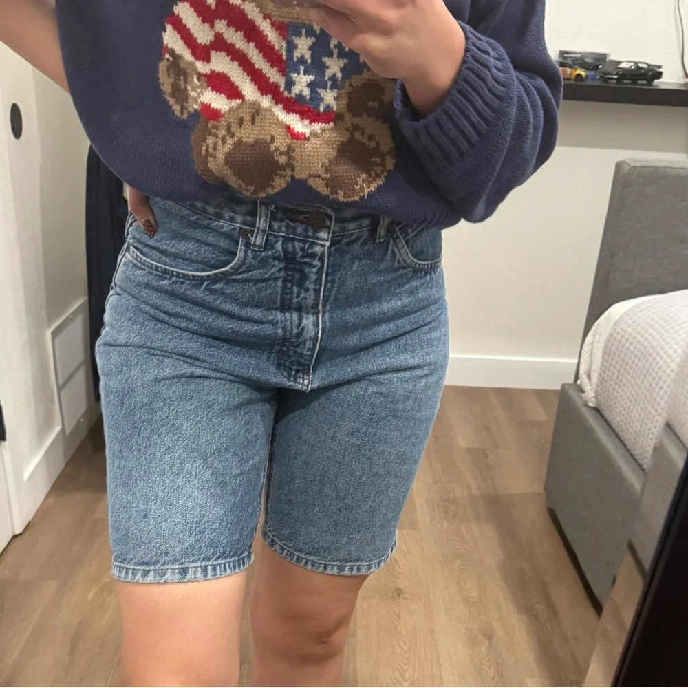 Vintage 90s Great Land 100% Cotton Denim Light Wash High Waist Shorts Size 30